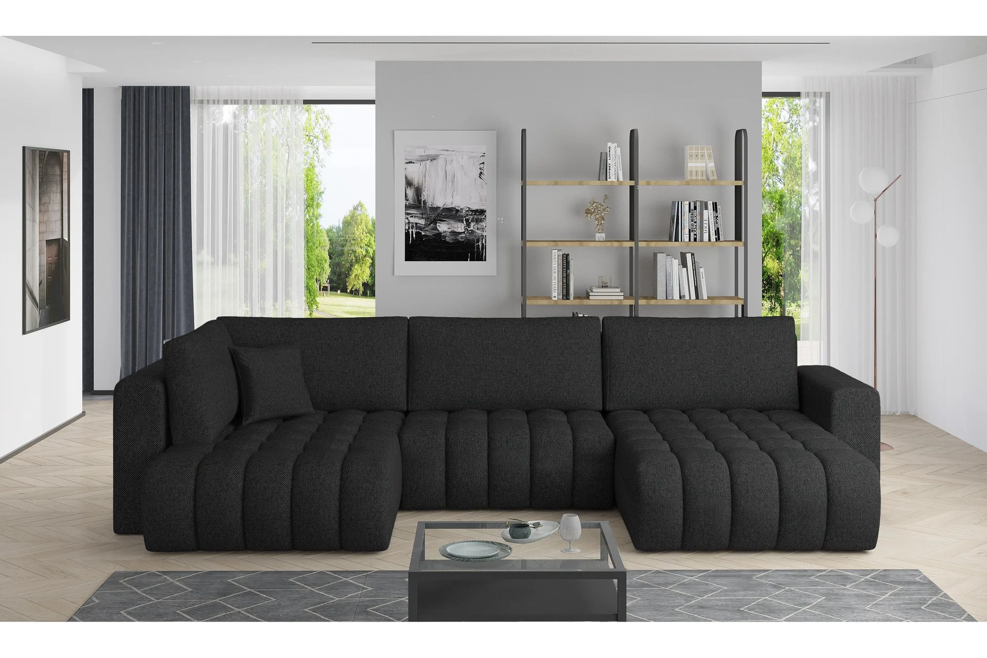 Yorktown U-sovesofa Divan Høyre - Svart