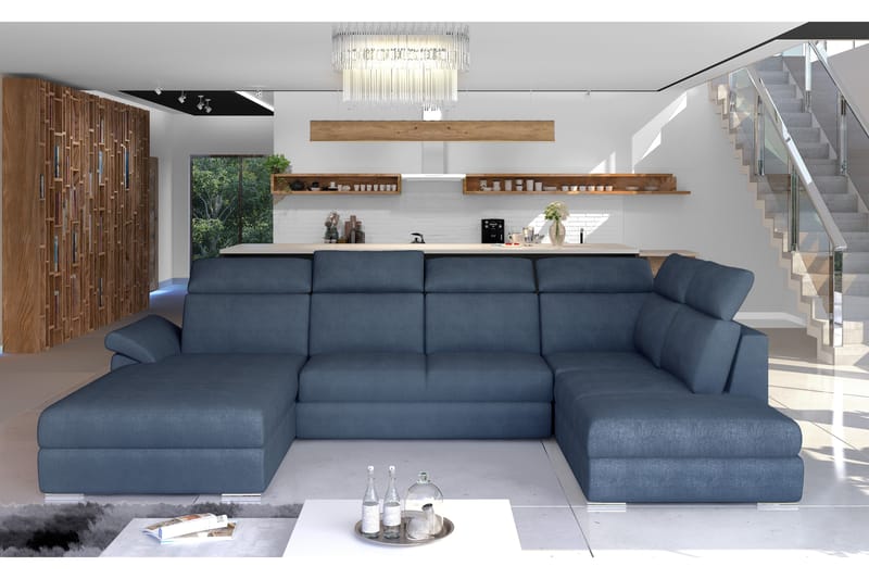 Zoana Sovesofa med Dobbeldivan - Blå - Møbler - Sofaer - Sovesofaer