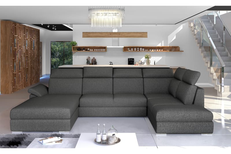 Zoana Sovesofa med Dobbeldivan - Grå - Møbler - Sofaer - Sovesofaer