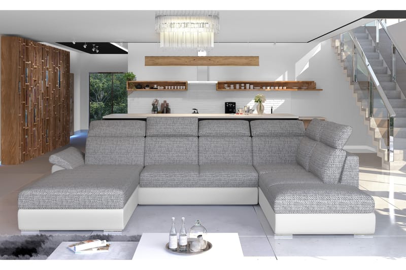 Zoana Sovesofa med Dobbeldivan - Grå/Hvit - Møbler - Sofaer - Sovesofaer