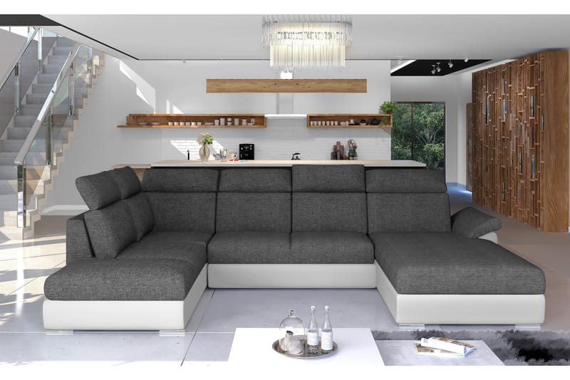 Zoana Sovesofa med Dobbeldivan - Grå/Hvit - Møbler - Sofaer - Sovesofaer