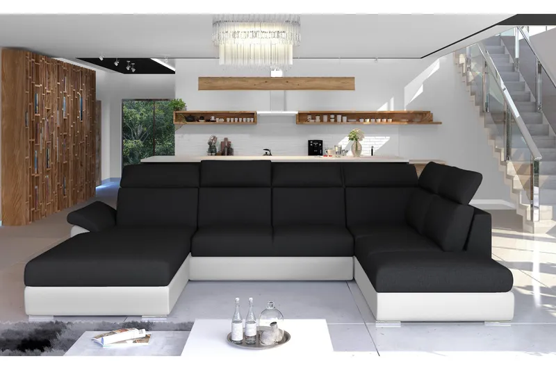 Zoana Sovesofa med Dobbeldivan, Svart/Hvit