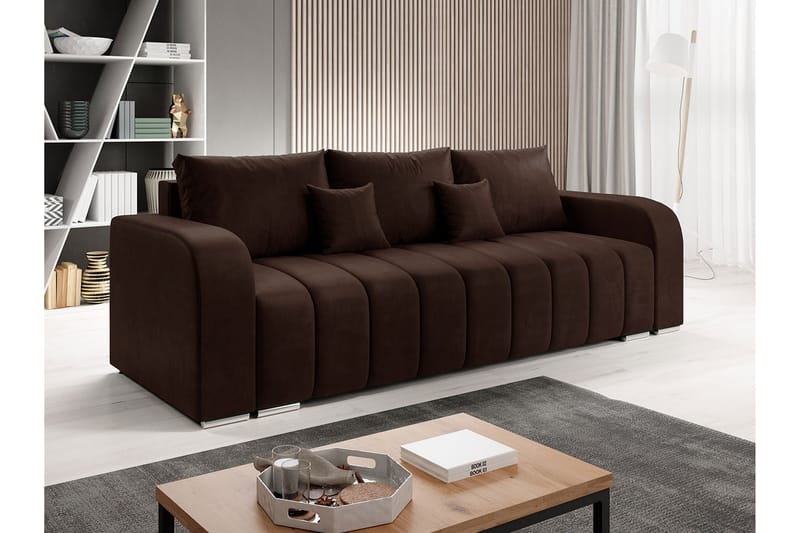 Zulueta 3-seters Sofa - Brun - Sovesofaer - 3 seters sovesofa - Fløyel sofaer