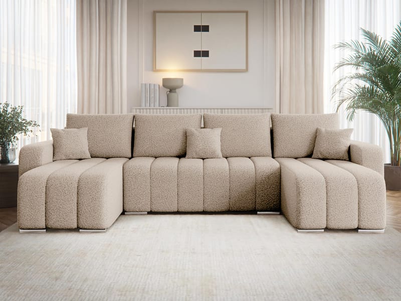 Zulueta 4-seters sovesofa med dobbel divan - beige - Møbler - Sofaer - Sovesofaer