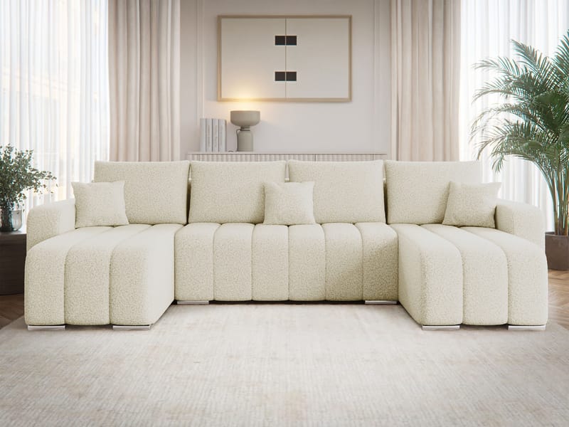 Zulueta 4-seters sovesofa med dobbel divan - beige - Møbler - Sofaer - Sovesofaer