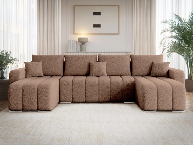 Zulueta 4-seters sovesofa med dobbel divan - brun - Møbler - Sofaer - Sovesofaer