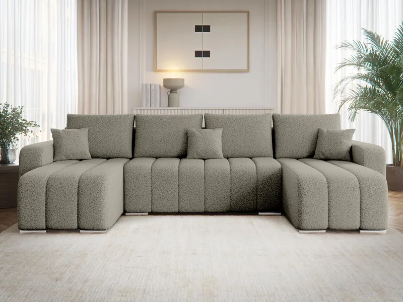 Zulueta 4-seters sovesofa med dobbel divan - grå - Møbler - Sofaer - Sovesofaer