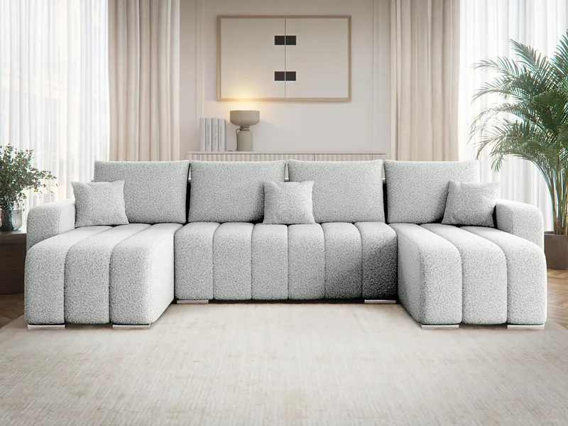 Zulueta 4-seters sovesofa med dobbel divan - grå - Møbler - Sofaer - Sovesofaer