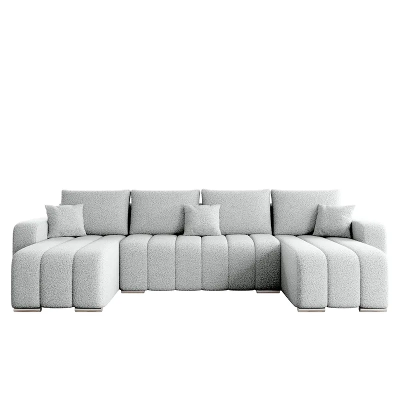 Zulueta 4-seters sovesofa med dobbel divan - grå - Møbler - Sofaer - Sovesofaer