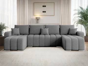 Zulueta 4-seters sovesofa med dobbel divan - grå - Møbler - Sofaer - Sovesofaer