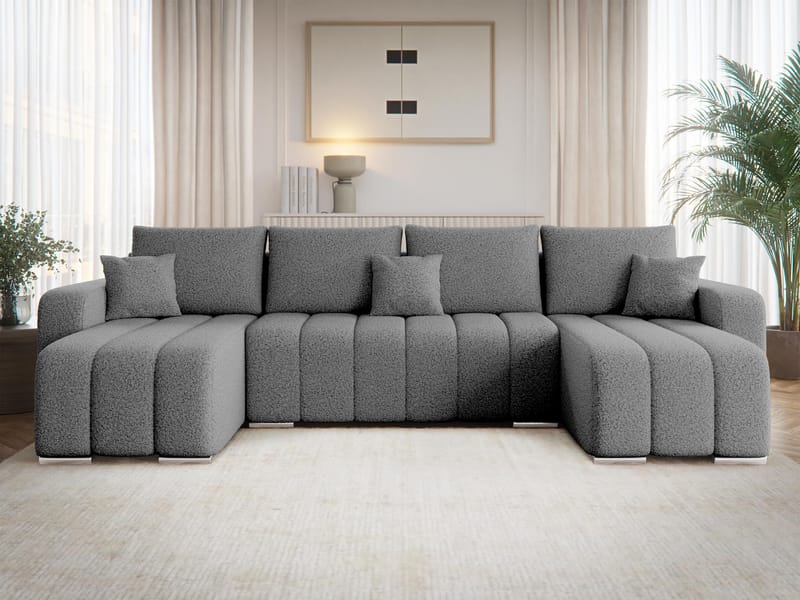 Zulueta 4-seters sovesofa med dobbel divan - grå - Møbler - Sofaer - Sovesofaer