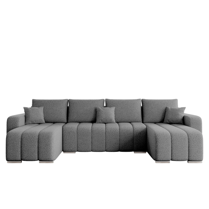 Zulueta 4-seters sovesofa med dobbel divan - grå - Møbler - Sofaer - Sovesofaer