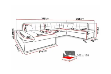 Zumar 4-seter Hjørnesovesofa 128x302 cm med Oppbevaring i Kordfløyel - Beige - Møbler - Sofaer - Sovesofaer