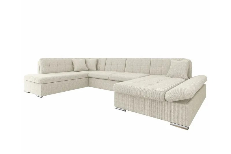 Zumar 4-seter Hjørnesovesofa 128x302 cm med Oppbevaring i Kordfløyel, Beige