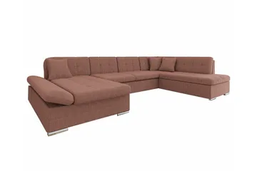 Zumar 4-seters Høyre Hjørnesovesofa 128x302 cm med Oppbevaring i Kordfløyel - Brun - Møbler - Sofaer - Sovesofaer