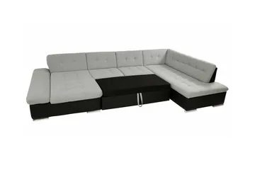 Zumar 4-seters Høyre Hjørnesovesofa 128x302 cm med Oppbevaring i Mansjesterstoff - Sennepsgul - Møbler - Sofaer - Sovesofaer