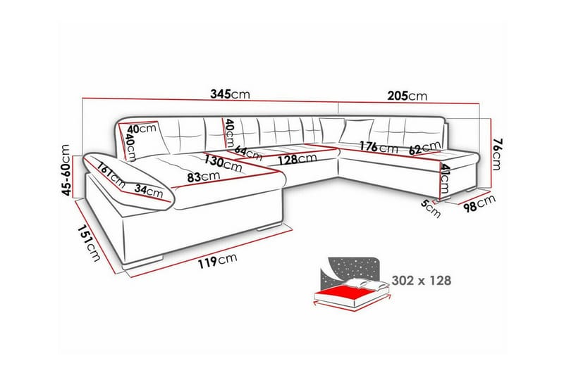 Zumar 4-seters Hjørnesovesofa - Beige - Sovesofaer - Hjørnesovesofa