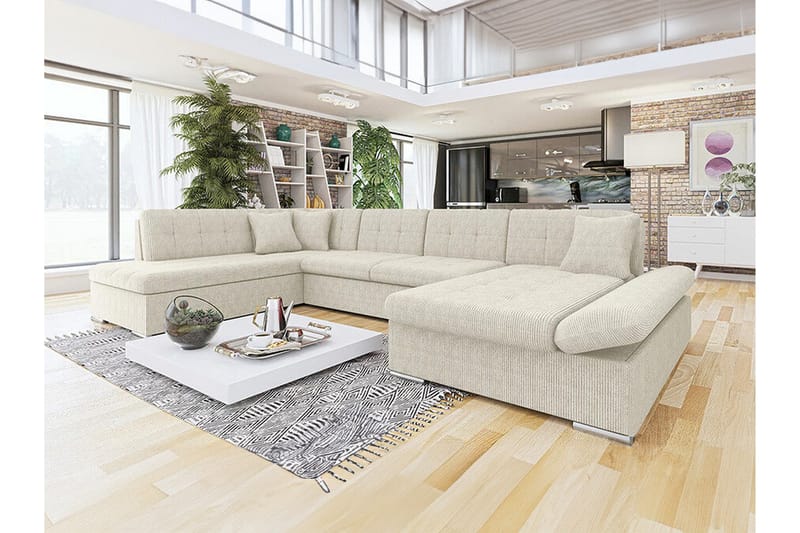 Zumar 4-seters Hjørnesovesofa - Beige - Sovesofaer - Hjørnesovesofa