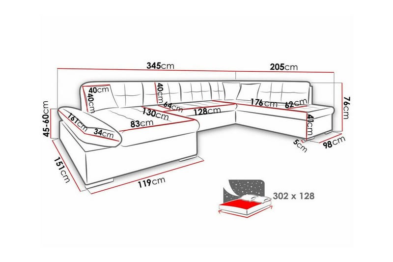 Zumar 4-seters Hjørnesovesofa - Beige/Lys Beige - Møbler - Sofaer - Sovesofaer