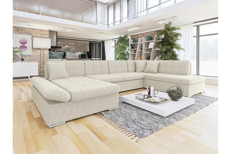 Zumar 4-seters Hjørnesovesofa - Beige/Lys Beige - Møbler - Sofaer - Sovesofaer