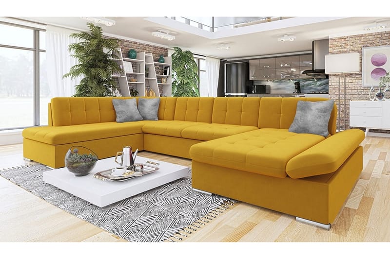 Zumar 4-seters Hjørnesovesofa - Gul - Møbler - Sofaer - Sovesofaer