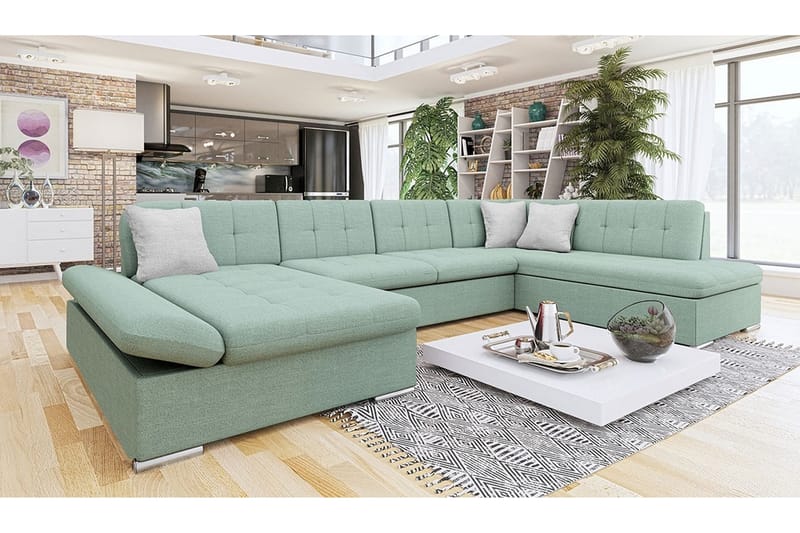 Zumar 4-seters Hjørnesovesofa - Lysegrønn - Møbler - Sofaer - Sovesofaer