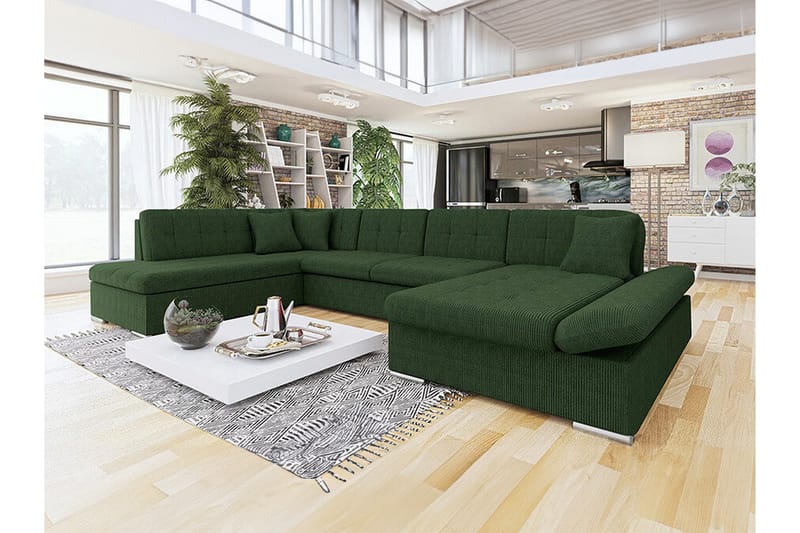 Zumar 4-seters Hjørnesovesofa - Mørkegrønn - Møbler - Sofaer - Sovesofaer