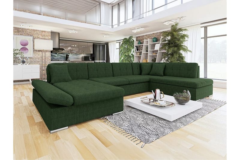 Zumar 4-seters Hjørnesovesofa - Mørkegrønn - Møbler - Sofaer - Sovesofaer