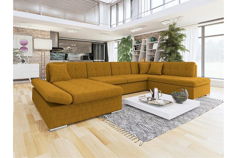 Zumar 4-seters Hjørnesovesofa - Mørkegul - Møbler - Sofaer - Sovesofaer