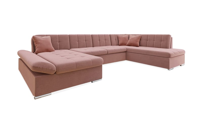 Zumar 4-seters Sovesofa Høyre - Rosa - Sovesofaer - Sovesofa divan - Fløyel sofaer