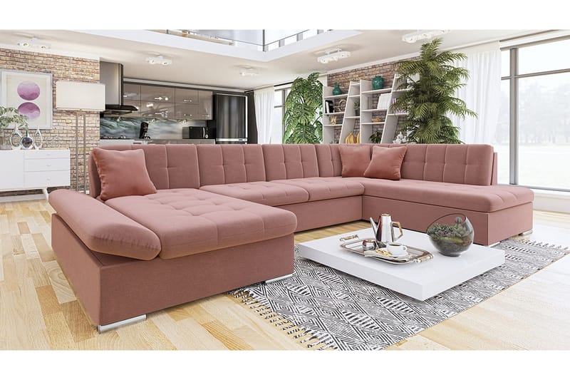 Zumar 4-seters Sovesofa Høyre - Rosa - Møbler - Sofaer - Sovesofaer