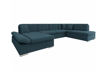 Zumar 4-seters U-formet Hjørnesovesofa 128x302 cm med Oppbevaring i Kordfløyel - Blå - Møbler - Sofaer - Sovesofaer