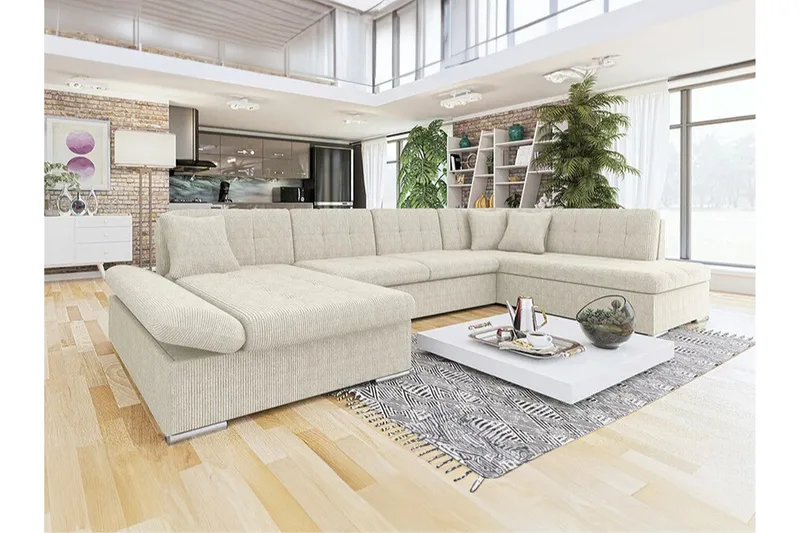 Zumar 4-sits Hörnbäddsoffa NO_BRAND Beige/Light beige - Møbler - Sofaer - Sovesofaer