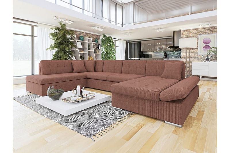 Zumar 4-sits Hörnbäddsoffa NO_BRAND Light brown - Møbler - Sofaer - Sovesofaer