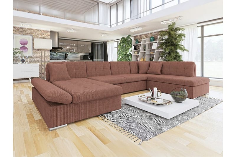 Zumar 4-sits Hörnbäddsoffa NO_BRAND Light brown - Møbler - Sofaer - Sovesofaer