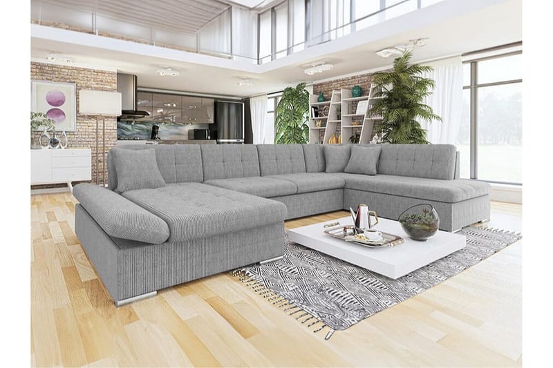 Zumar 4-sits Hörnbäddsoffa NO_BRAND Ljusgrå - Møbler - Sofaer - Sovesofaer