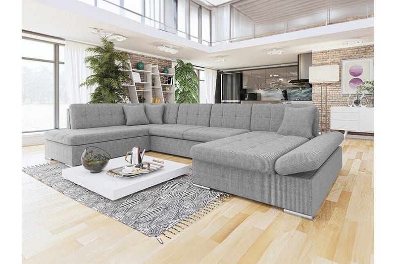 Zumar 4-sits Hörnbäddsoffa NO_BRAND Ljusgrå - Møbler - Sofaer - Sovesofaer