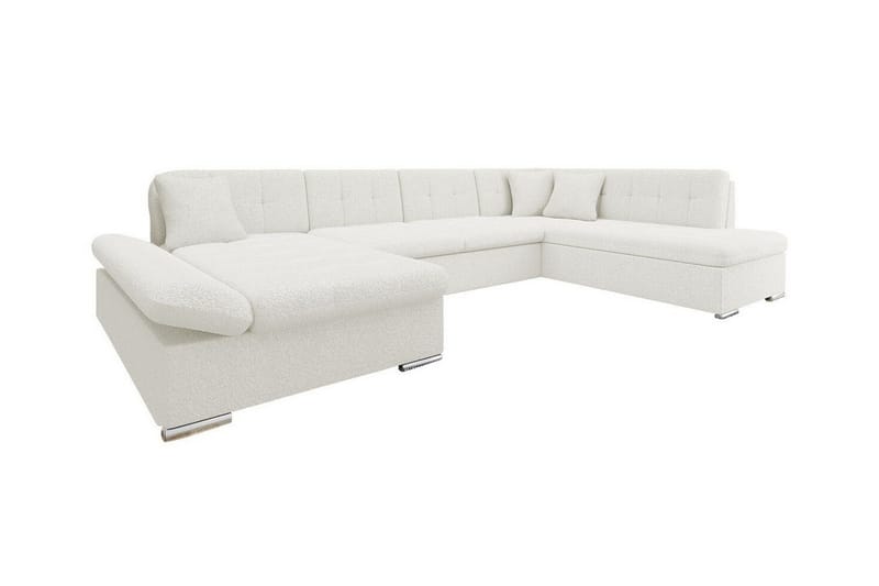 Zumar 5-seter Høyre U-formet Sovesofa med Oppbevaring i Bouclé, Hvit
