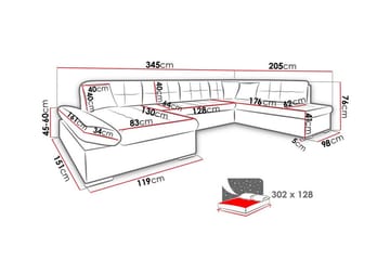 Zumar 5-seters Hjørnesovesofa - Hvit - Møbler - Sofaer - Sovesofaer