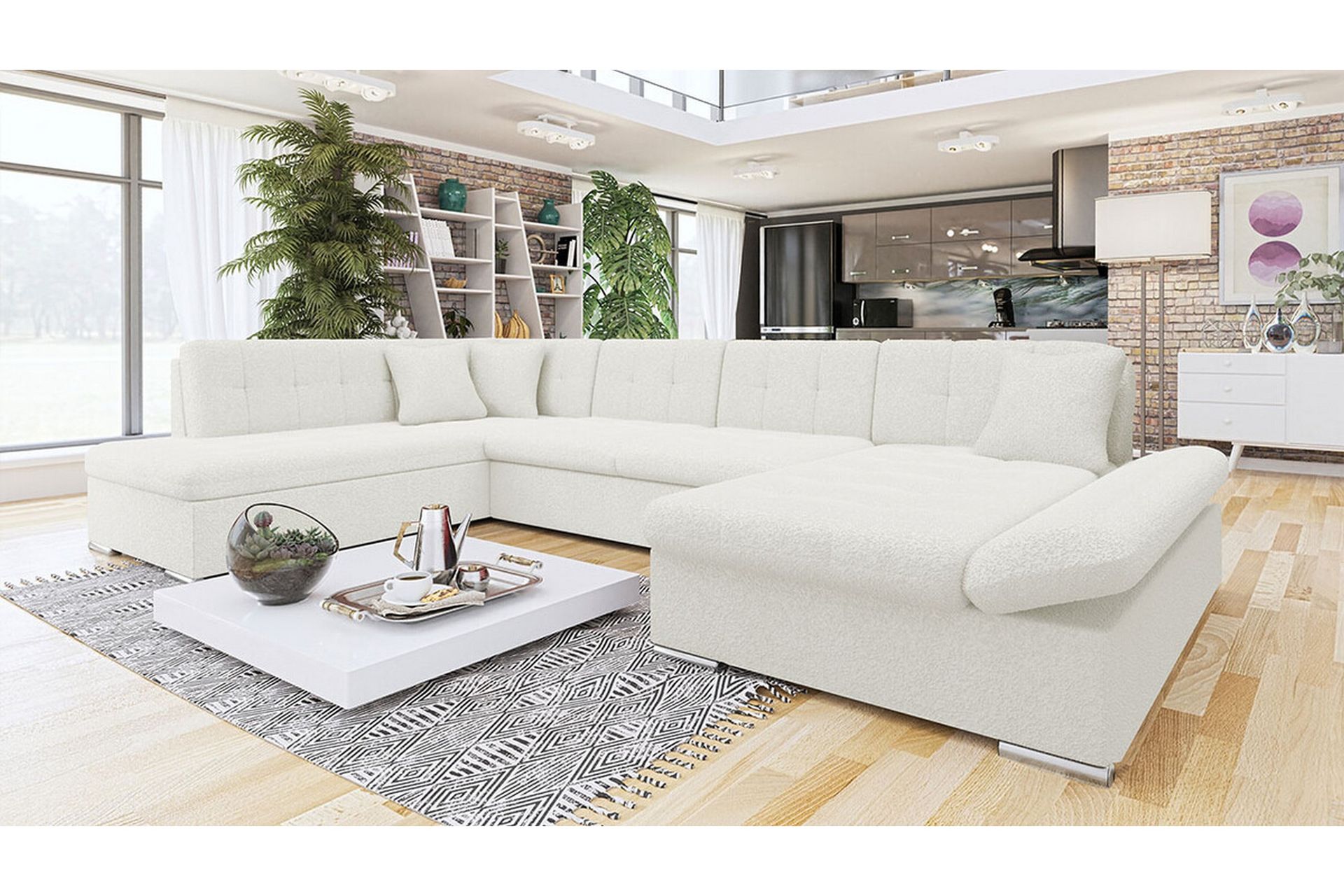 Zumar 5-seters Hjørnesovesofa - Hvit - Møbler - Sofaer - Sovesofaer