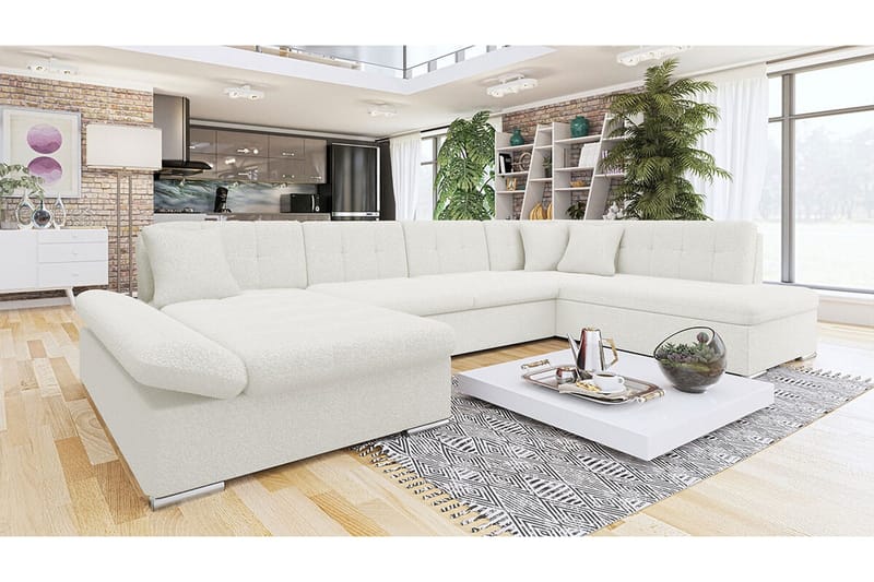 Zumar 5-sits Hörnbäddsoffa NO_BRAND White - Møbler - Sofaer - Sovesofaer