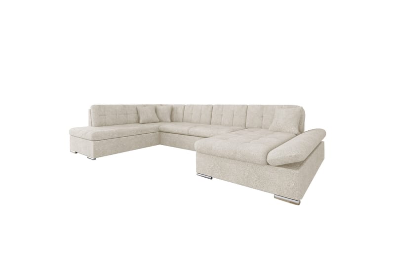 Zumar Sovesofa med Sjeselong og Dobbel Sjeselong 4-seter i Bouclé - Beige - Møbler - Sofaer - Sovesofaer