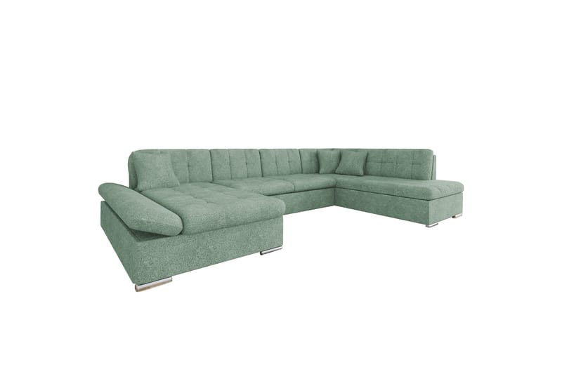 Zumar Sovesofa med Sjeselong og Dobbel Sjeselong 4-seter i Bouclé - Grønn - Møbler - Sofaer - Sovesofaer