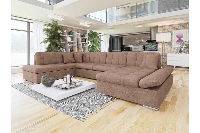 Zumar Sovesofa med Sjeselong og Dobbel Sjeselong 4-seter i Bouclé - Rosa - Møbler - Sofaer - Sovesofaer