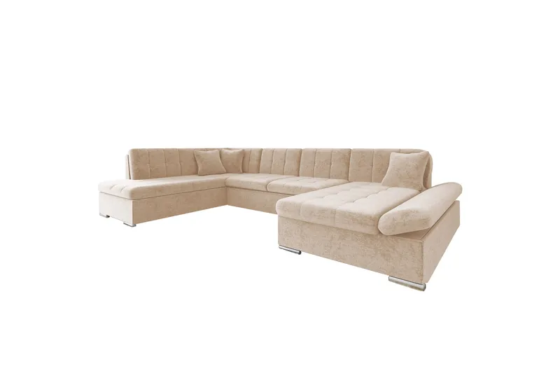 Zumar Sovesofa med Sjeselong og Dobbel Sjeselong 4-seter i Chenille - Beige - Møbler - Sofaer - Sovesofaer