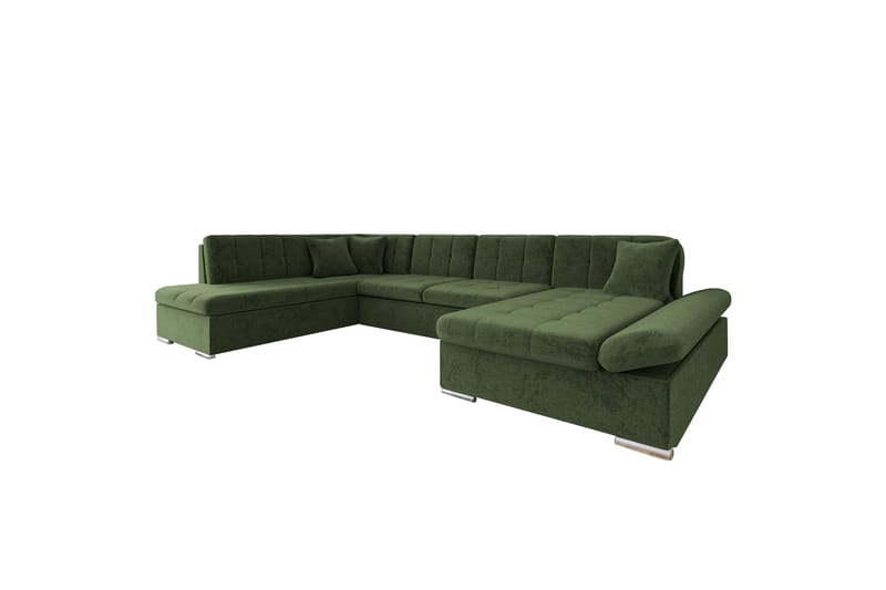 Zumar Sovesofa med Sjeselong og Dobbel Sjeselong 4-seter i Chenille - Grønn - Møbler - Sofaer - Sovesofaer