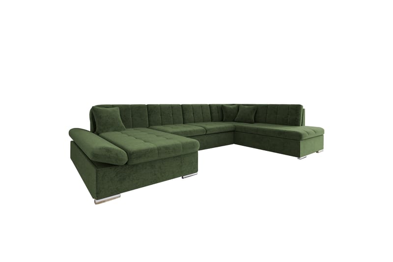 Zumar Sovesofa med Sjeselong og Dobbel Sjeselong 4-seter i Chenille - Grønn - Møbler - Sofaer - Sovesofaer