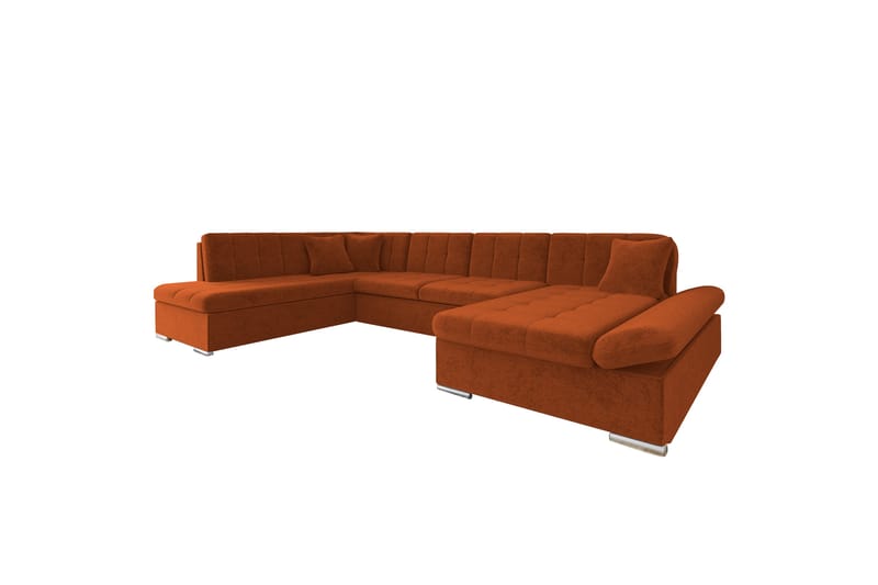 Zumar Sovesofa med Sjeselong og Dobbel Sjeselong 4-seter i Chenille - Oransje - Møbler - Sofaer - Sovesofaer