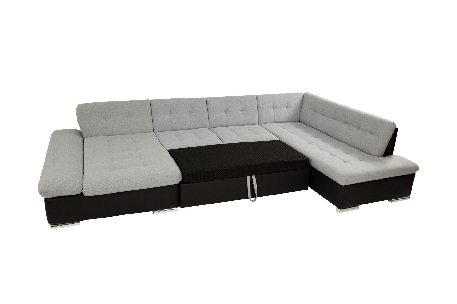 Zumar Sovesofa med Sjeselong og Dobbel Sjeselong 4-seter i Kunstlær - Hvit / Grå - Møbler - Sofaer - Sovesofaer