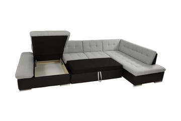 Zumar Sovesofa med Sjeselong og Dobbel Sjeselong 4-seter i Kunstlær - Hvit / Grå - Møbler - Sofaer - Sovesofaer
